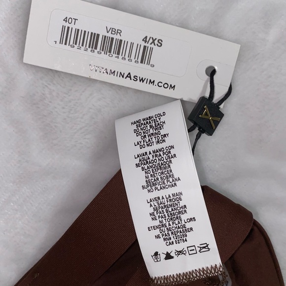 Vitamin A Neutra Bralette Swim Top -NWT $110 - Vintage Brown EcoLux - Size 4/XS - Picture 9 of 12